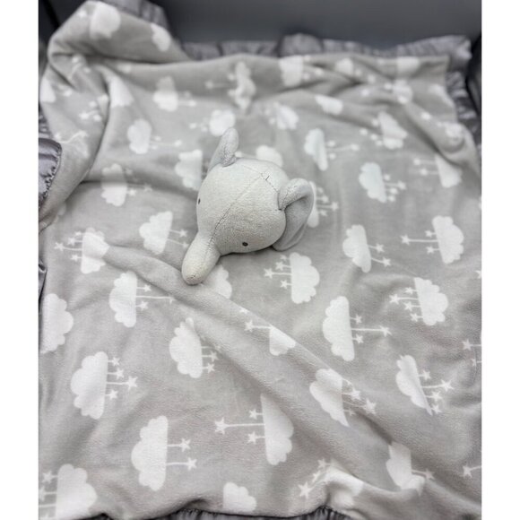 Parents Choice Elephant XL Lovey Blanket Gray Satin Trim Plush Security 25" - Picture 2 of 6